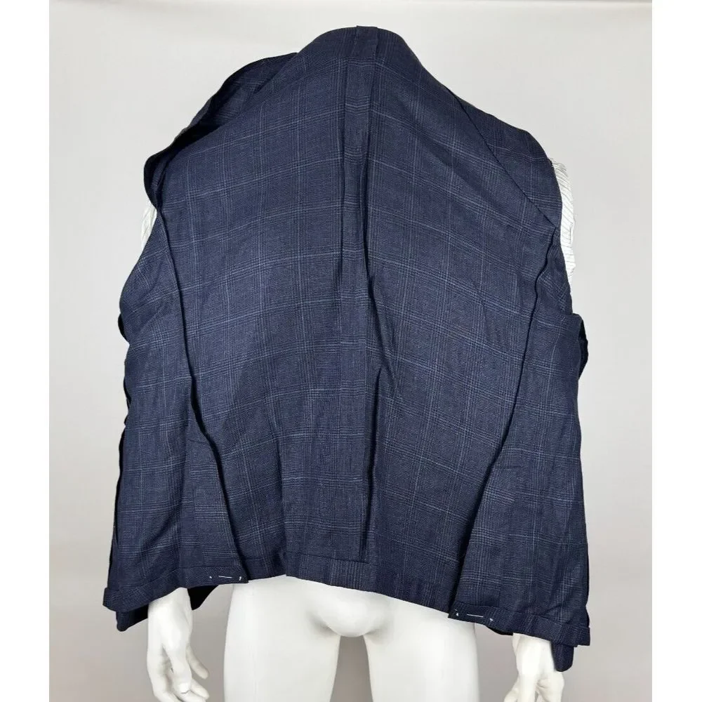 Proper Cloth REDA Bedford Jacket Men 54/3XL? NWOT Navy Glen‎ Plaid Lightweight
